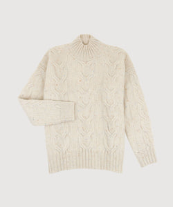Cream / XS Relaxed Cable Knit Sweater Miaki Swiss Made Womenswear