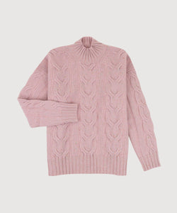 Rose / XS Relaxed Cable Knit Sweater Miaki Swiss Made Womenswear