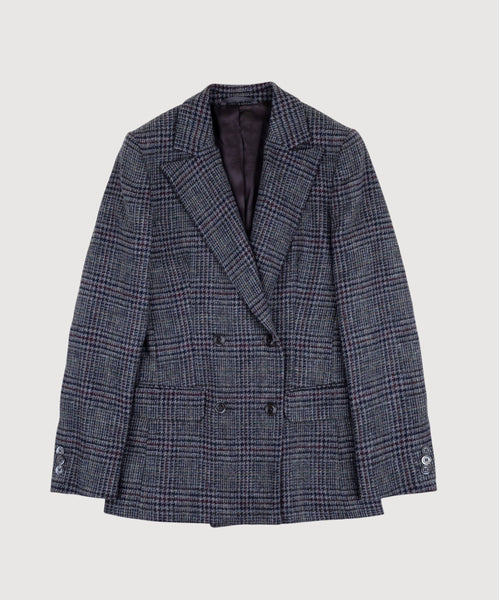 Double Breast Glencheck Blazer Miaki Swiss Made Womenswear