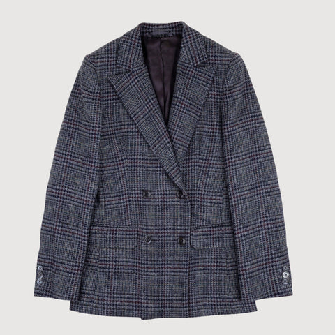 Double Breast Glencheck Blazer Miaki Swiss Made Womenswear