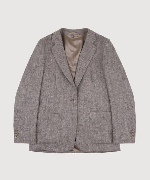 Relaxed Herringbone Tweed Blazer Miaki Swiss Made Womenswear