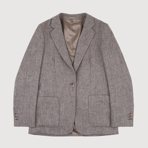 Relaxed Herringbone Tweed Blazer Miaki Swiss Made Womenswear