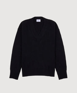 Black / XS Deep V-Neck Sweater Miaki Swiss Made Womenswear