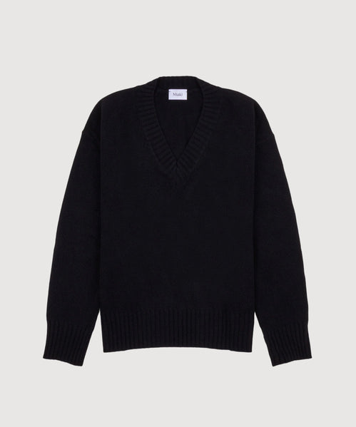 Navy / XS Deep V-Neck Sweater Miaki Swiss Made Womenswear