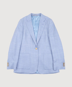 Light Blue / 34 Relaxed Wool Silk Herringbone Blazer Miaki Swiss Made Womenswear
