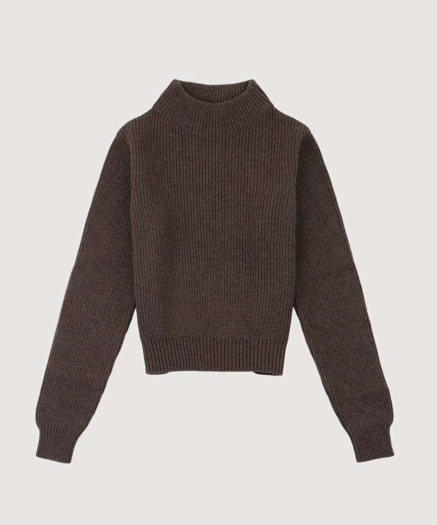 Short Heavy Rib Mockneck Sweater