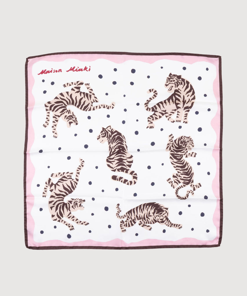 Cream / One Size Silk Foulard Tiger Miaki Swiss Made Womenswear