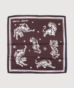 Brown / One Size Silk Foulard Tiger Miaki Swiss Made Womenswear