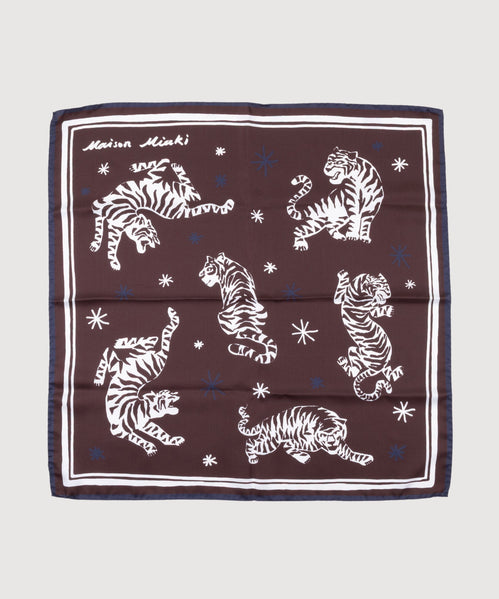 Cream / One Size Silk Foulard Tiger Miaki Swiss Made Womenswear