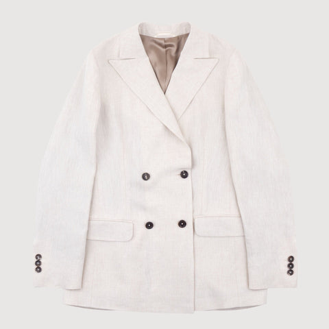 Sand / 34 Double Breast Linen Blazer Miaki Swiss Made Womenswear