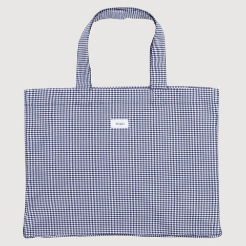 Check Navy / One Size Check Beach Bag Miaki Swiss Made Womenswear