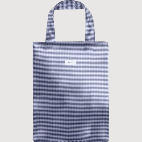 Check Navy / One Size Check Tote Bag Miaki Swiss Made Womenswear