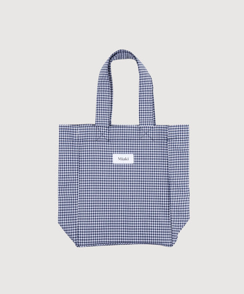 Check Navy / One Size Check Mini Tote Bag Miaki Swiss Made Womenswear