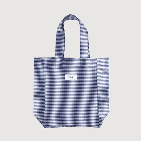 Check Navy / One Size Check Mini Tote Bag Miaki Swiss Made Womenswear