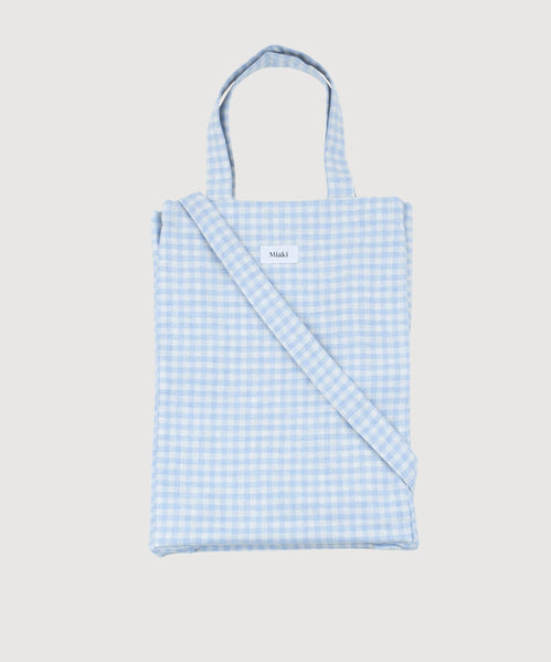 Strap Checked Flannel Tote Bag