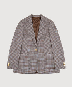 Relaxed Wool Silk Houndstooth Blazer Miaki Swiss Made Womenswear