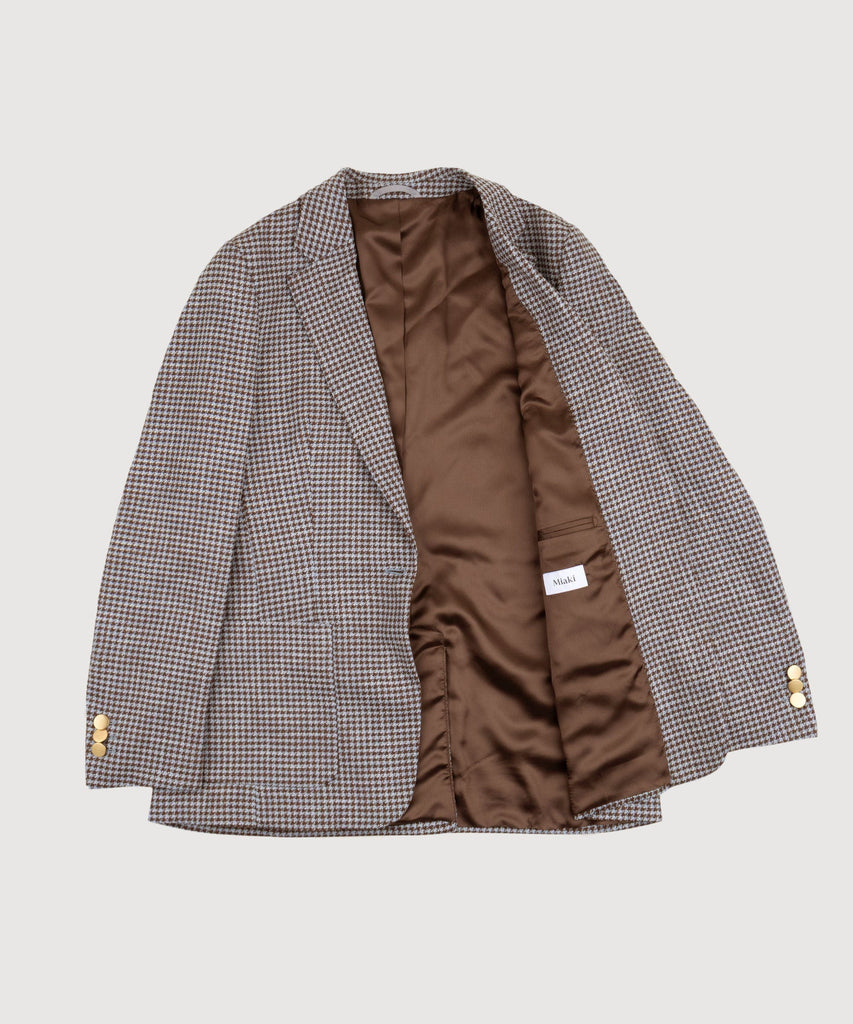 Relaxed Wool Silk Houndstooth Blazer Miaki Swiss Made Womenswear