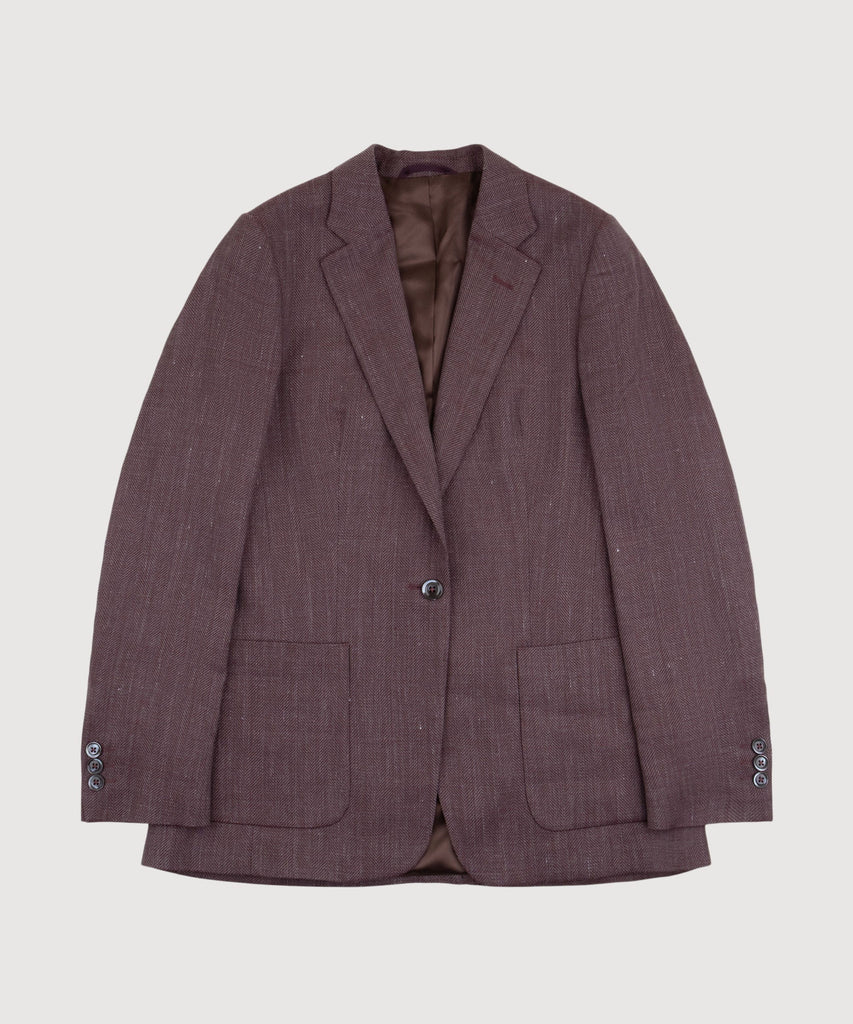 Brown / 34 Relaxed Wool Silk Herringbone Blazer Miaki Swiss Made Womenswear
