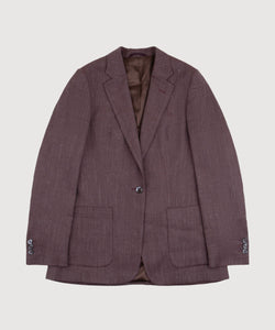 Brown / 34 Relaxed Wool Silk Herringbone Blazer Miaki Swiss Made Womenswear