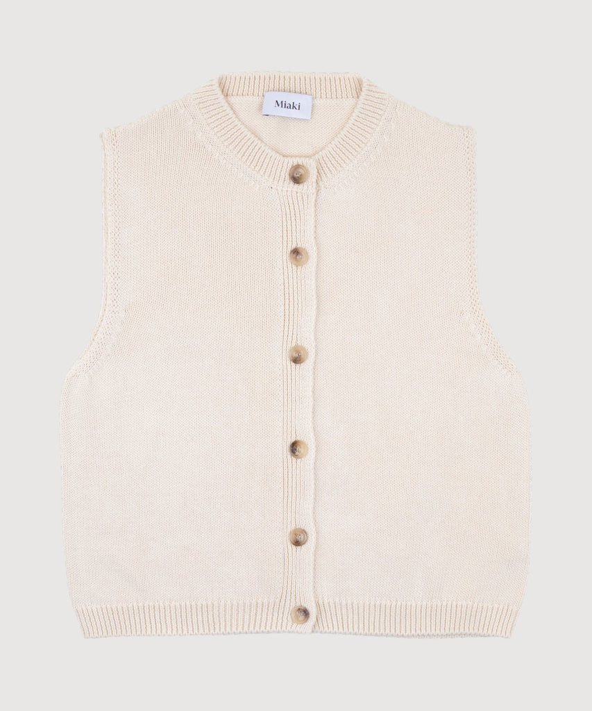 Cream / XS Knitted Cotton Vest Miaki Swiss Made Womenswear