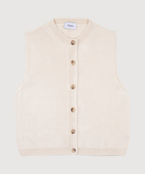 Cream / XS Knitted Cotton Vest Miaki Swiss Made Womenswear