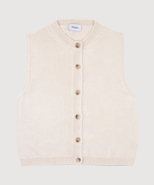 Cream / XS Knitted Cotton Vest Miaki Swiss Made Womenswear