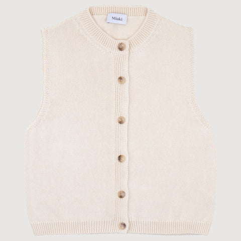 Cream / XS Knitted Cotton Vest Miaki Swiss Made Womenswear
