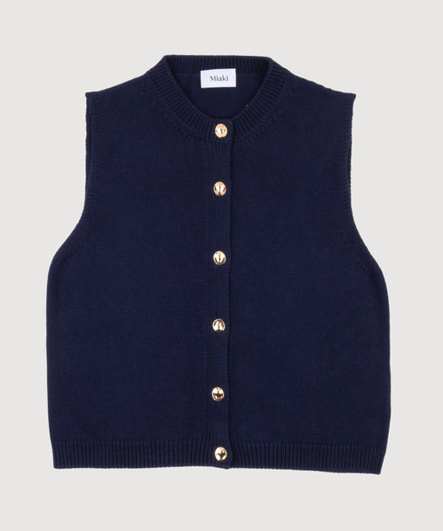 Cream / XS Knitted Cotton Vest Miaki Swiss Made Womenswear