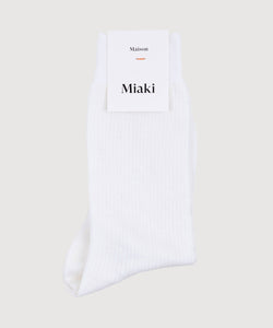 White / 36/38 Ribbed Cotton Socks Miaki Swiss Made Womenswear
