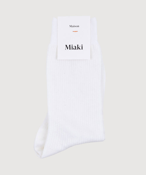 White / 36/38 Ribbed Cotton Socks Miaki Swiss Made Womenswear