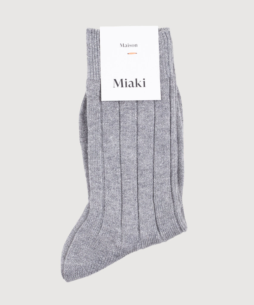 Grey / 36/38 Ribbed Glitter Socks Miaki Swiss Made Womenswear
