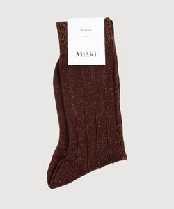 Brown / 36/38 Ribbed Glitter Socks Miaki Swiss Made Womenswear