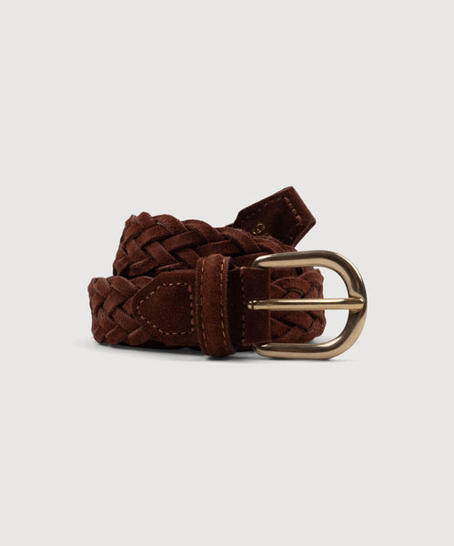 Classic Brown / 70 Woven Suede Belt Miaki Swiss Made Womenswear