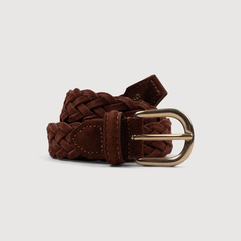 Classic Brown / 70 Woven Suede Belt Miaki Swiss Made Womenswear