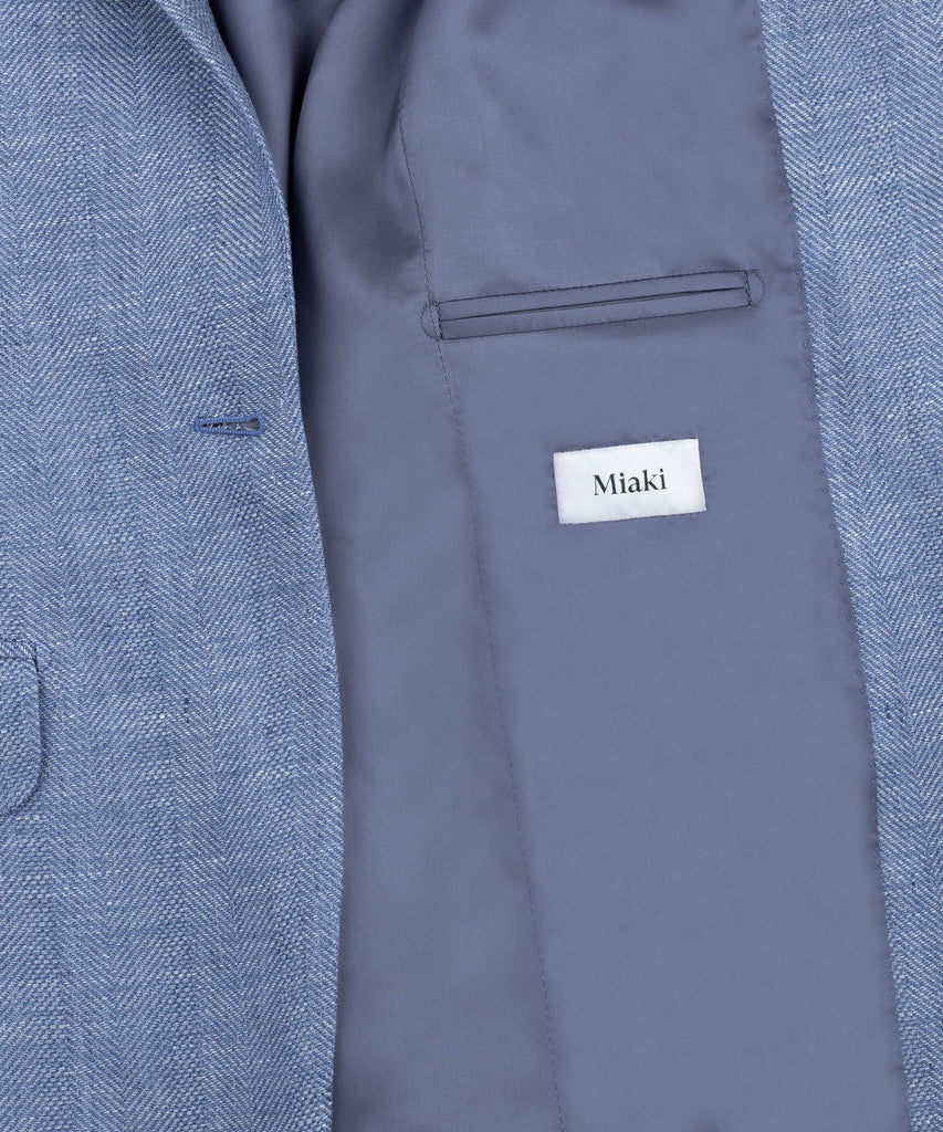 Relaxed Herringbone Linen Wool Blazer