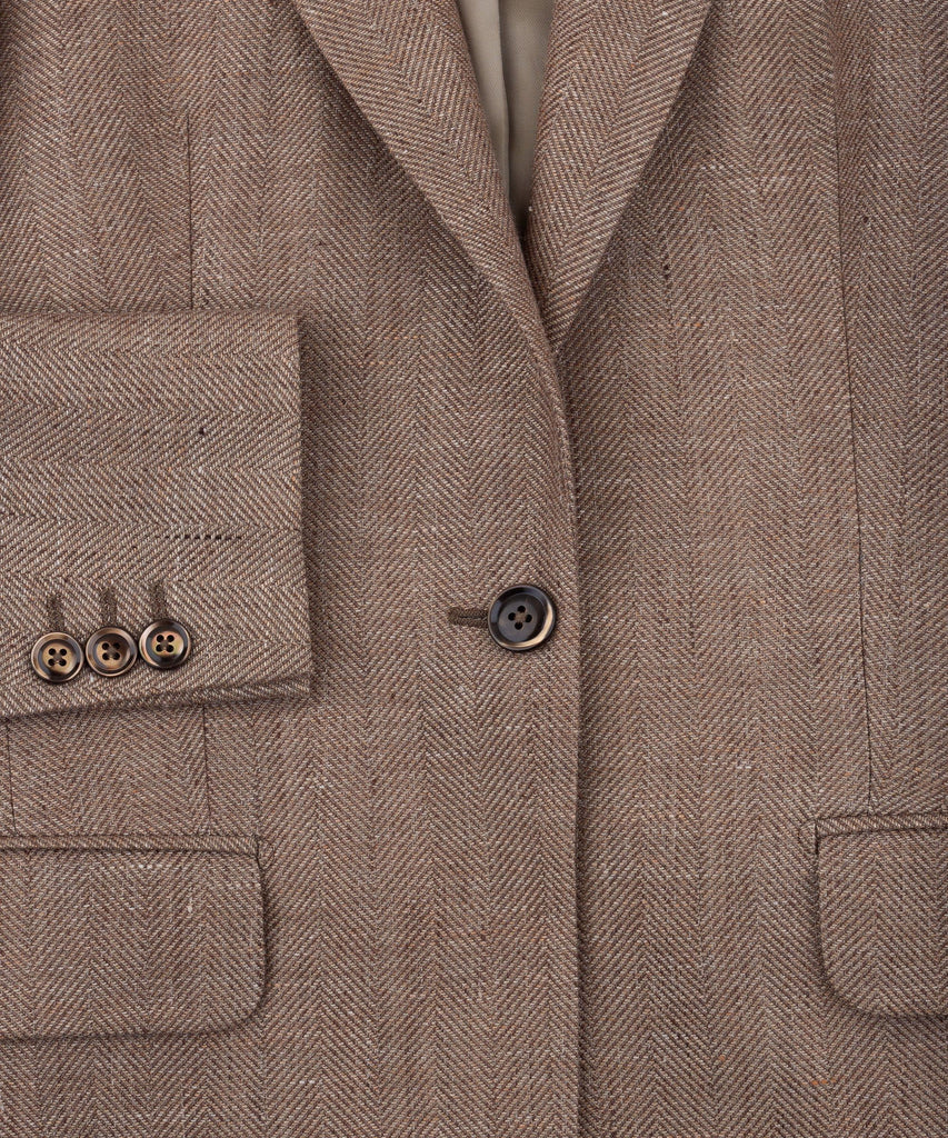 Relaxed Herringbone Linen Wool Blazer