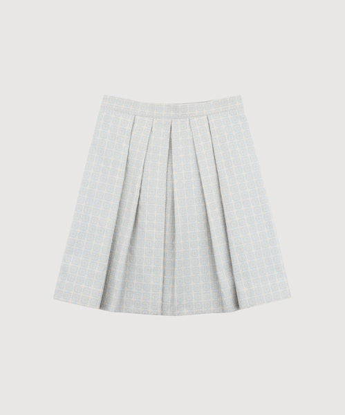 Short Pleated Mosaic Skirt
