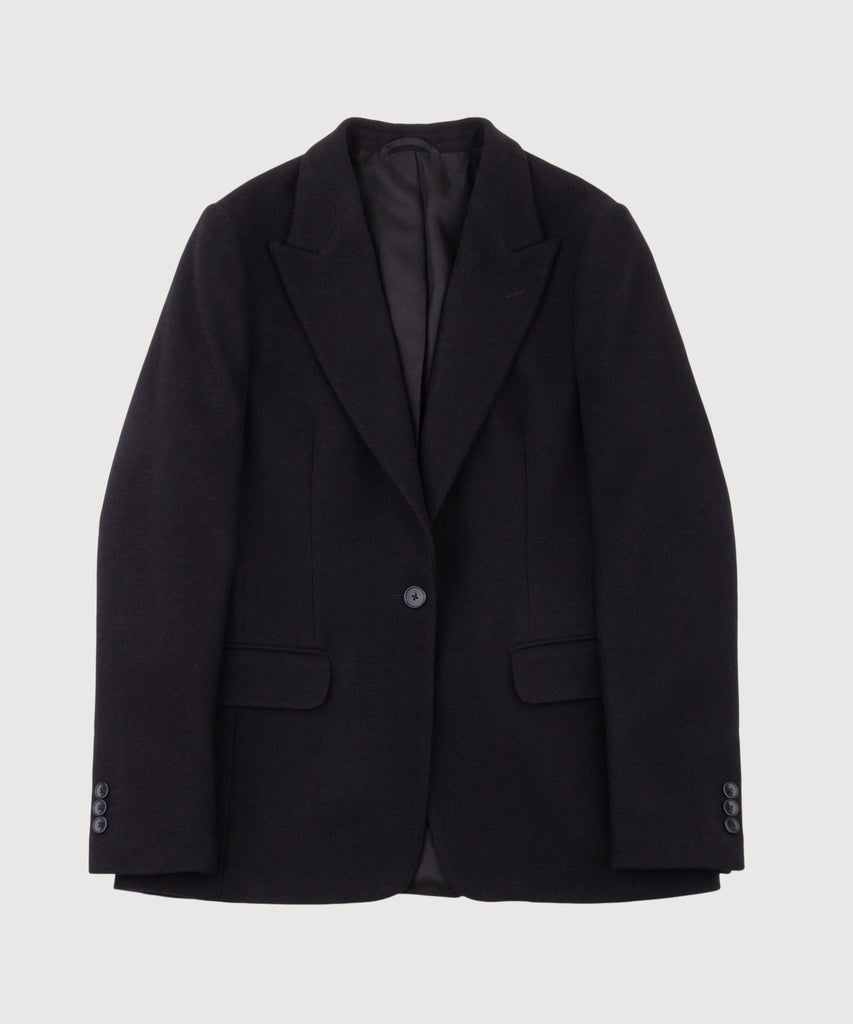 Relaxed Peak Lapel Flannel Blazer