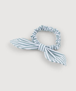 Green/White / One Size Striped Oxford Bow Scrunchie Miaki Swiss Made Womenswear
