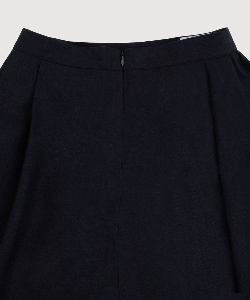 Short Pleated Linen Skirt