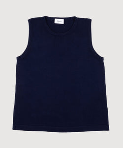 Navy / XS Knitted Sleeveless Cotton Sweater Miaki Swiss Made Womenswear