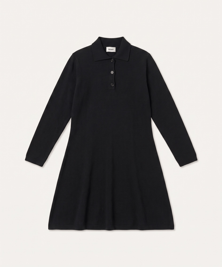 Black / XS Knitted Polo Dress Miaki Swiss Made Womenswear