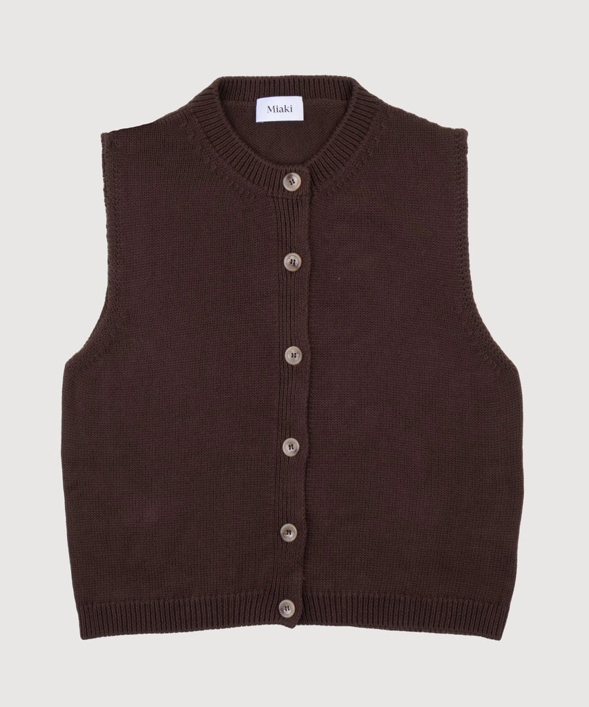 Brown / XS Knitted Cotton Vest Miaki Swiss Made Womenswear