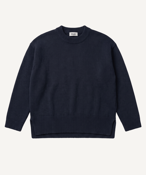 Dark Navy / XS Relaxed Wool Sweater Miaki Swiss Made Womenswear