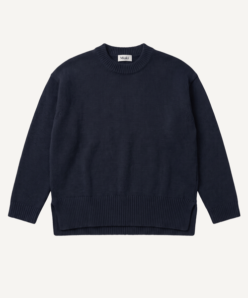 Dark Navy / XS Relaxed Wool Sweater Miaki Swiss Made Womenswear