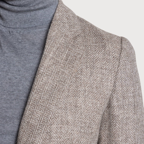 Relaxed Herringbone Tweed Blazer Miaki Swiss Made Womenswear