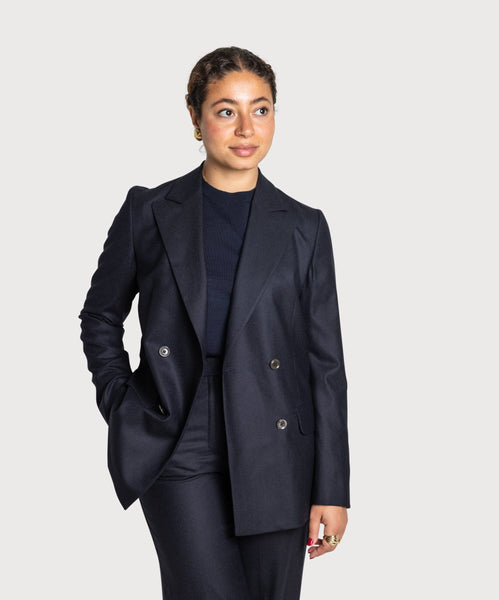 Relaxed Flannel Double Breast Blazer