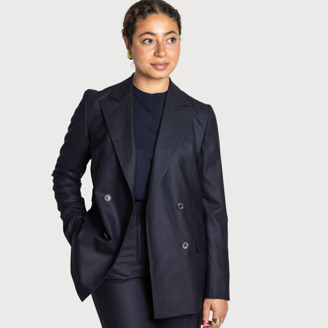 Relaxed Flannel Double Breast Blazer