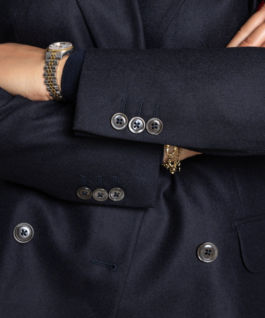 Relaxed Flannel Double Breast Blazer