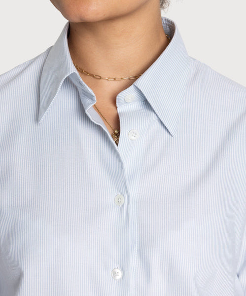 Relaxed Cotton Silk Stripe Shirt Miaki Swiss Made Womenswear